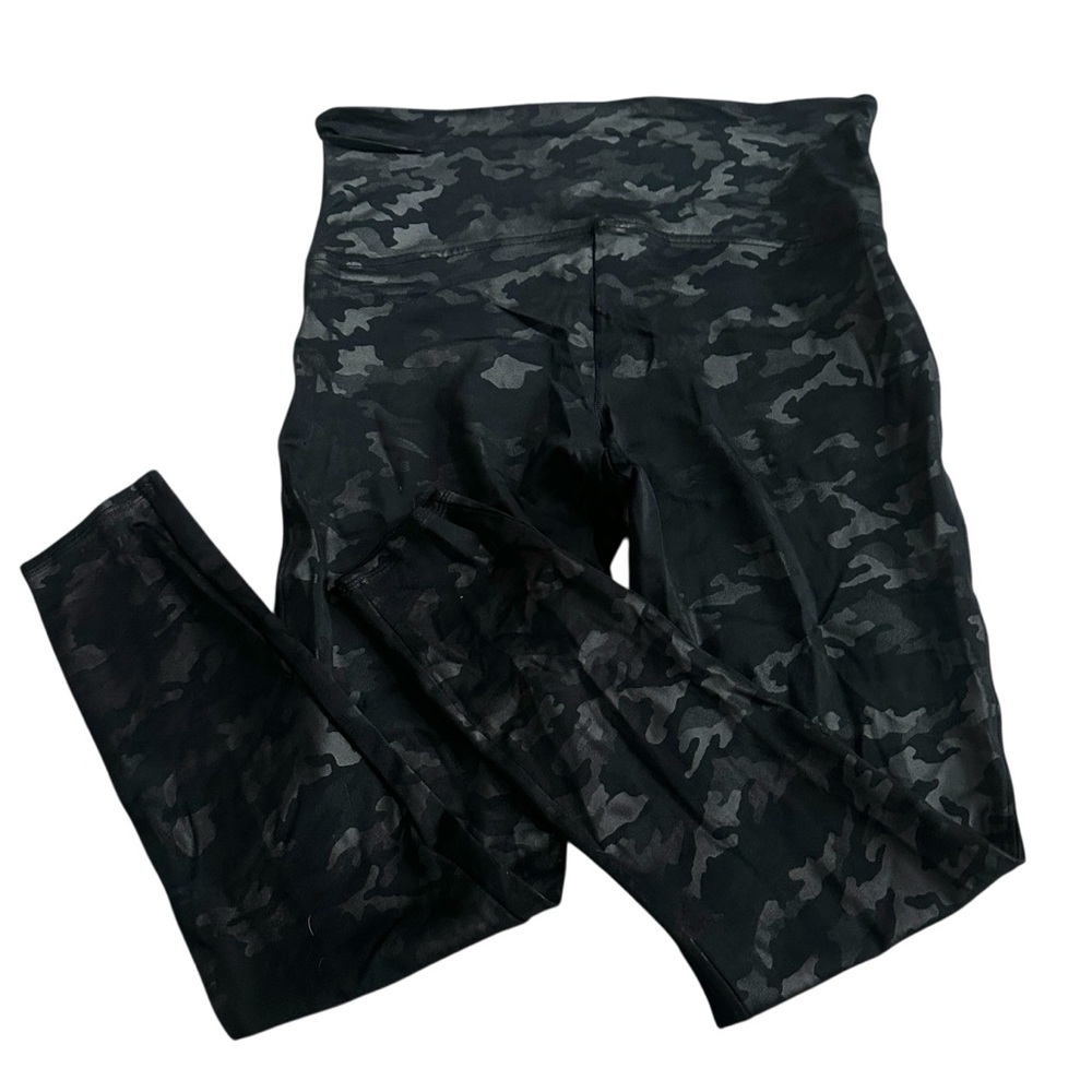 Spanx Camo Coated Faux Leather Look Leggings‎ Womens Size XL